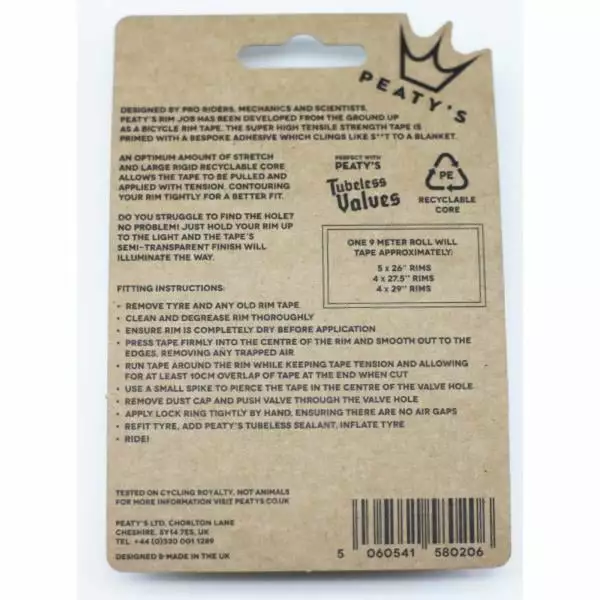 Fond De Jante Adhésif Tubeless PEATY'S RIMJOB 30 Mm X 9 M 4 Fond De Jante Adhésif Tubeless PEATY'S RIMJOB 30 Mm X 9 M – Image 2
