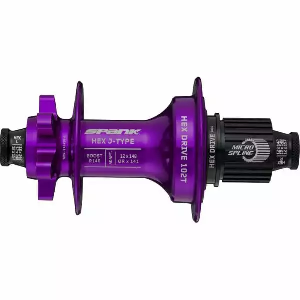Moyeu Arrière SPANK HEX DRIVE 102T 12x148 Mm Boost 32 Trous E-Plus Shimano MicroSpline Violet 3 Moyeu Arrière SPANK HEX DRIVE 102T 12x148 Mm Boost 32 Trous E-Plus Shimano MicroSpline Violet